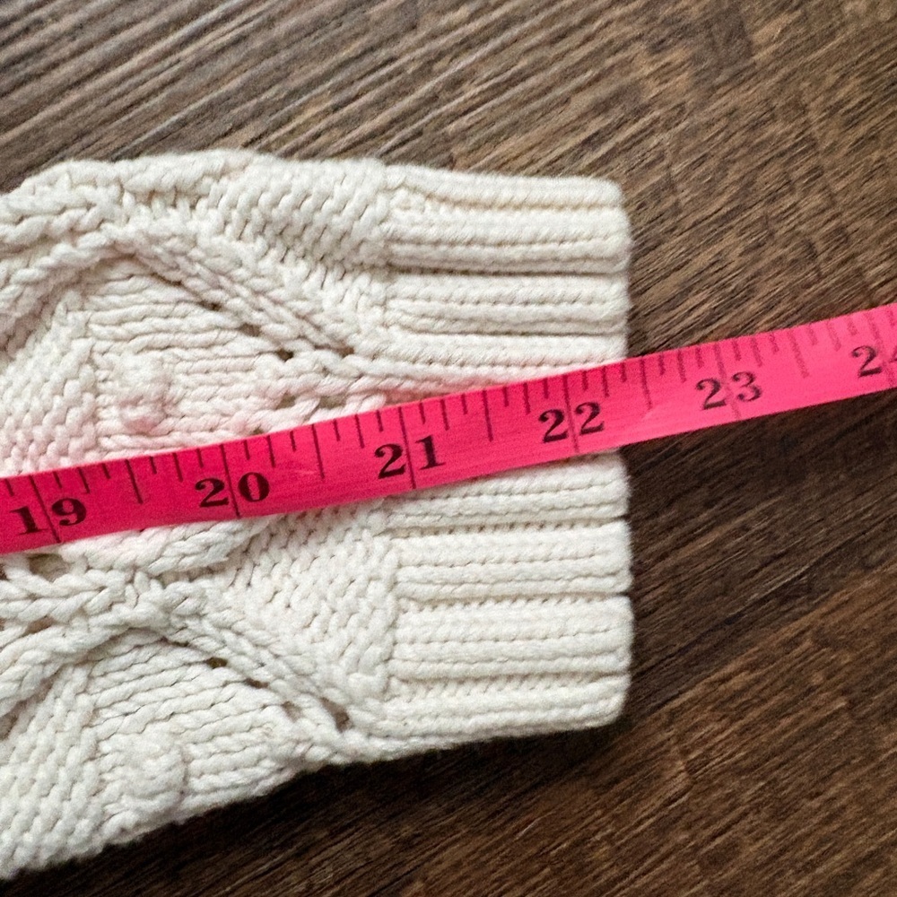 TOMMY HILFIGER ivory crochet open knit sweater sz XL cottagecore chunky Pom Pom - Picture 16 of 16
